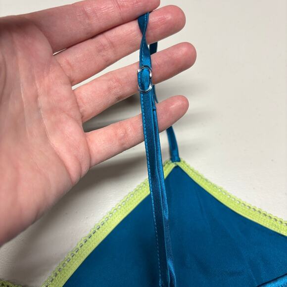 Babydoll Tank Top Satin Blue XL Y2K going out top No Boundaries - Picture 5 of 7